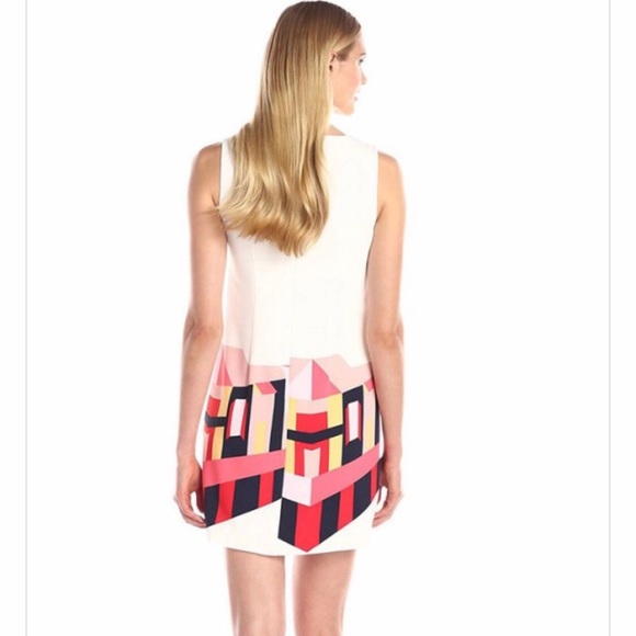 Vince Camuto Printed Shift Dress Embellished Neck - Picture 8 of 8